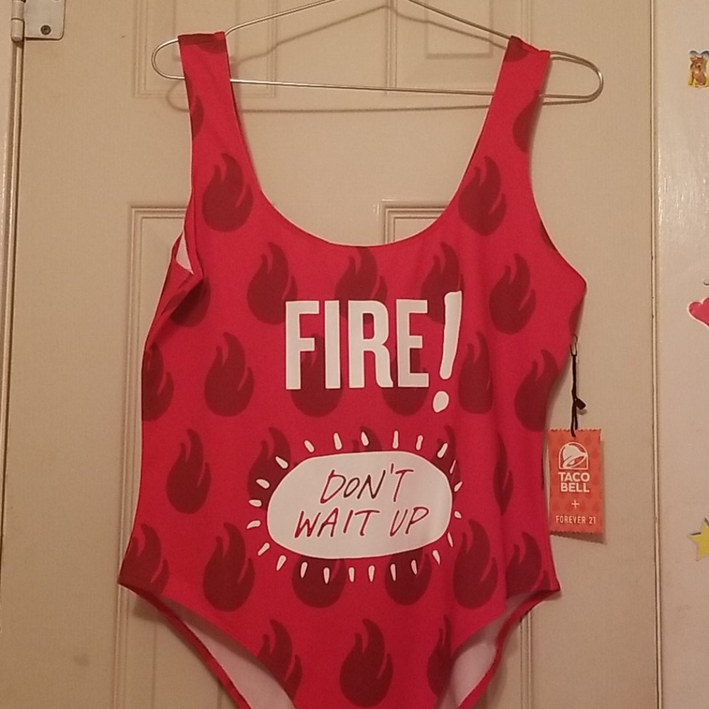 Taco Bell x Forever 21 bodysuit fire sauce plus